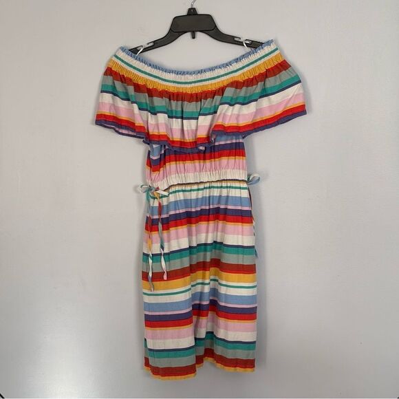 4Our Dreamers Anthropologie Women’s Multi Colored Off the Shoulder Striped - Picture 1 of 16